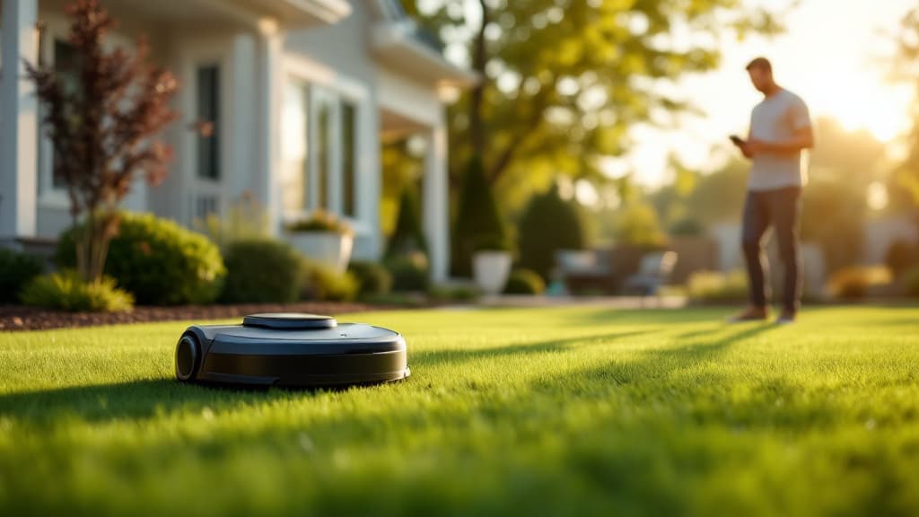 EdgeWise mower navigating a residential lawn